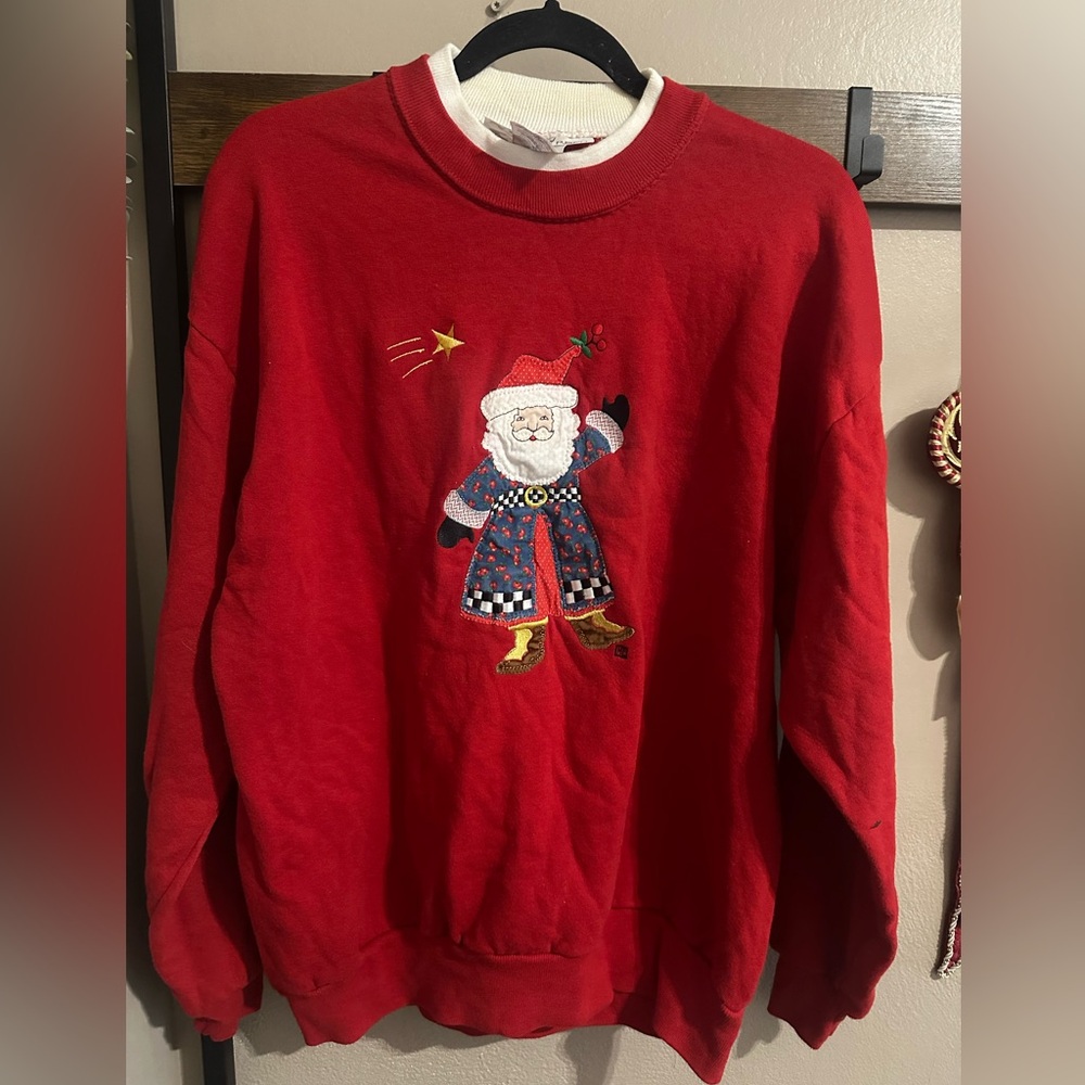 Mary Engelbreit Red Santa Crewneck Sweater